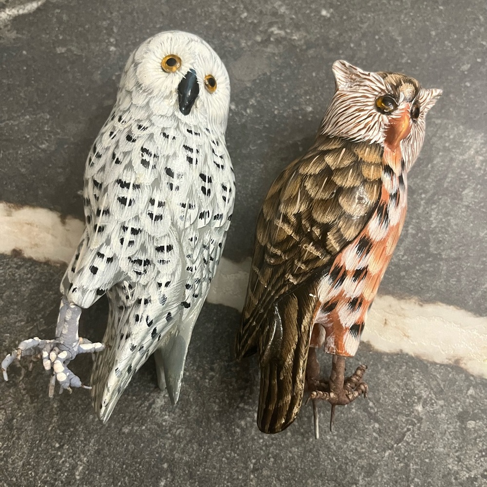SOLD-Decorative painted wooden owls